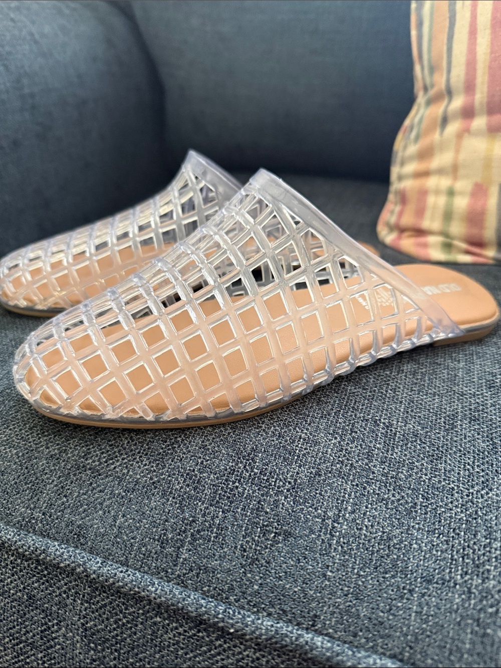 Old Navy Clear Woven Mule Slides